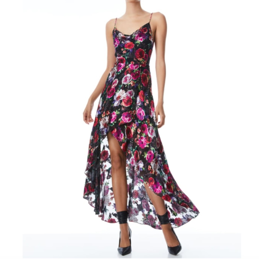 ALICE + OLIVIA Christina Floral High-Low Dress